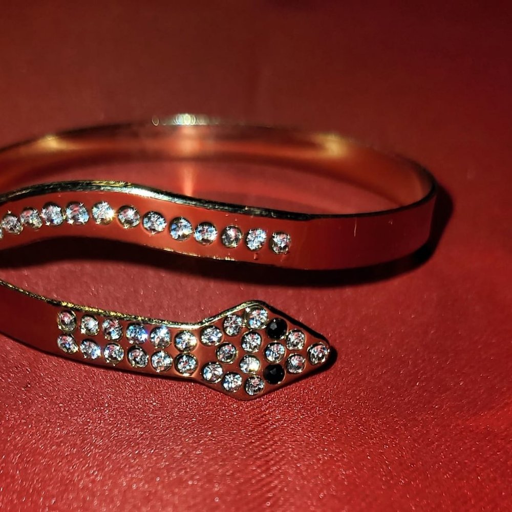 Diamond Encrusted Gold Snake Bracelet
